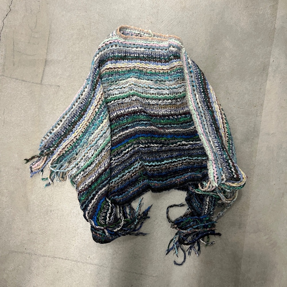 Northern Angel Multi-Color Knit Fringe Poncho Sweater Boho Festival Burning Man